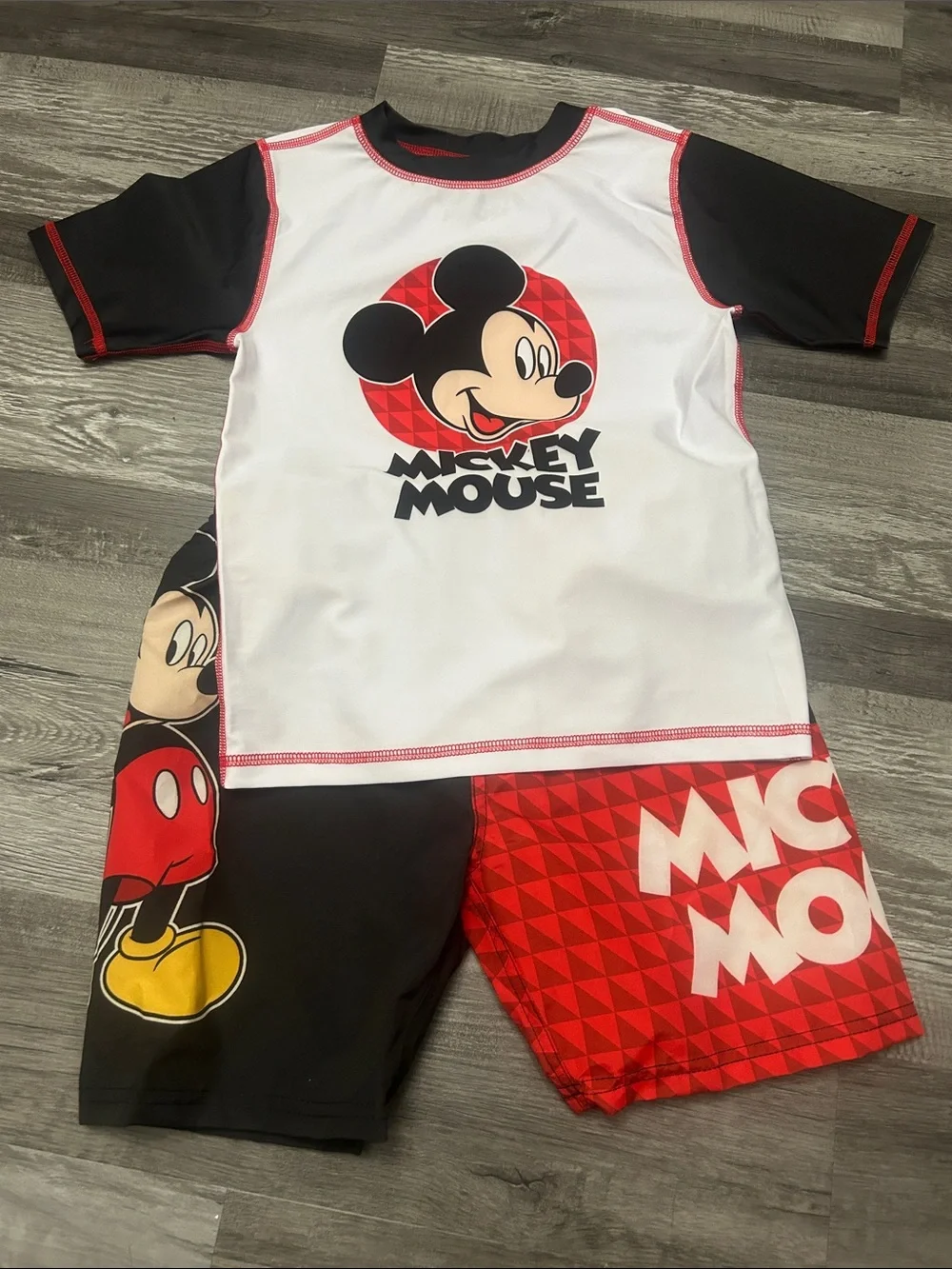 Disney Mickey Mouse Red, Black & White Short Swim Set